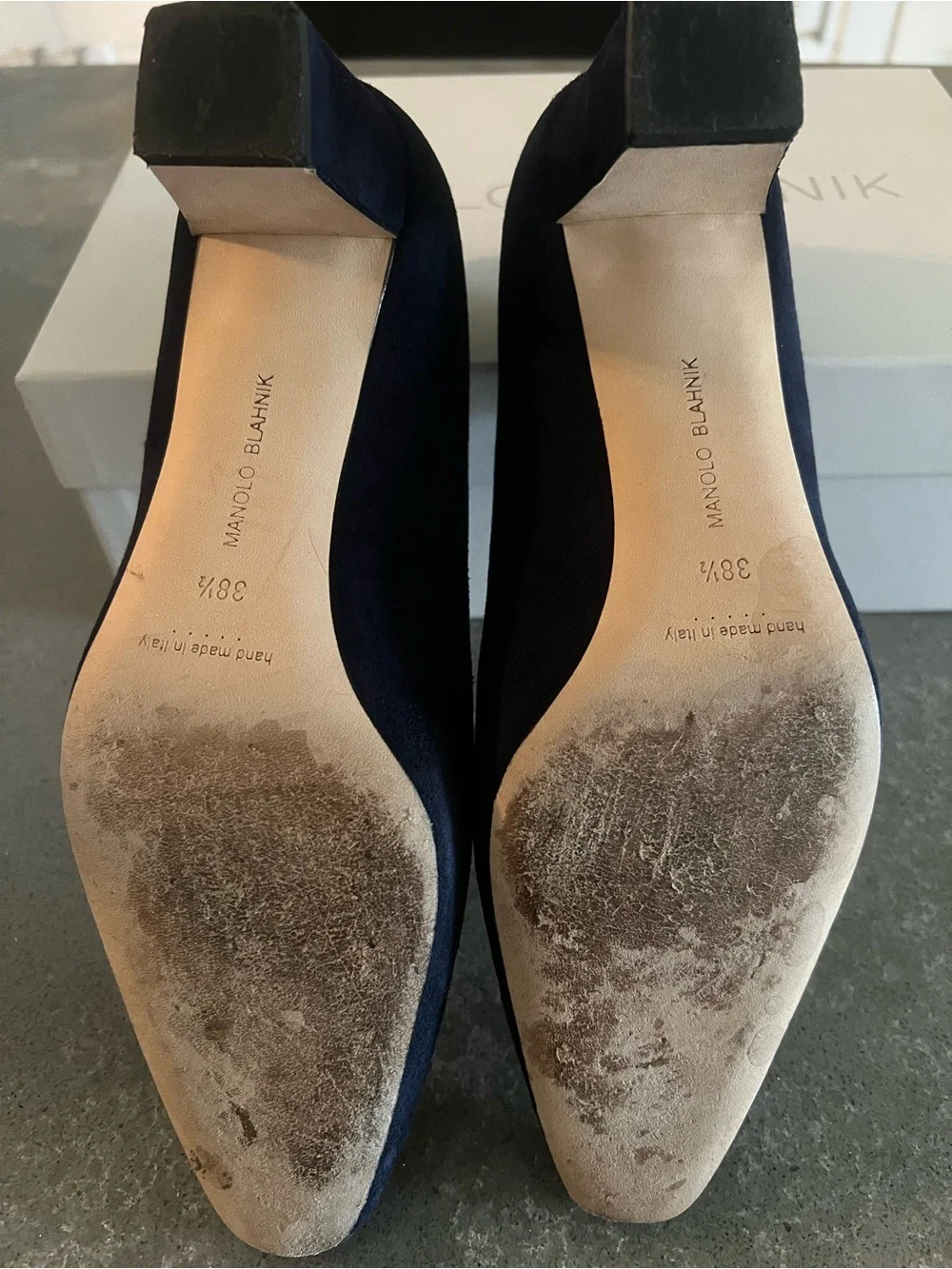 Manolo Blahnik Navy Suede Ballet Flats